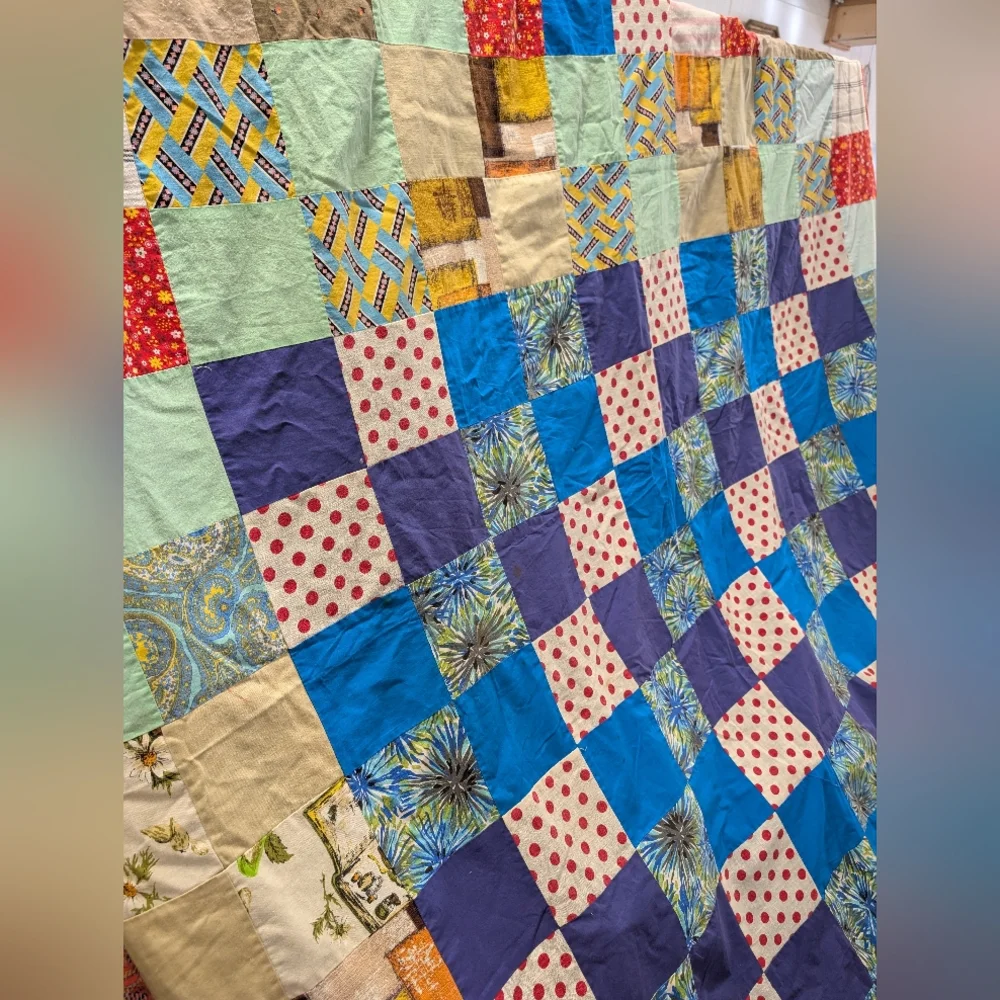 Vintage Bed Cover Fabric From 1970 Patchwork Fabric Ruffle All The Way Around